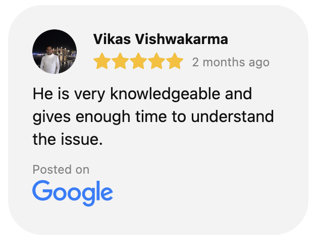 He is very knowledgeable and gives enough time to understand the issue.